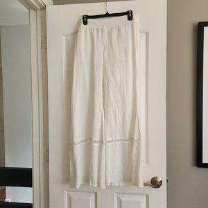 Mind Set white linen wide leg pants